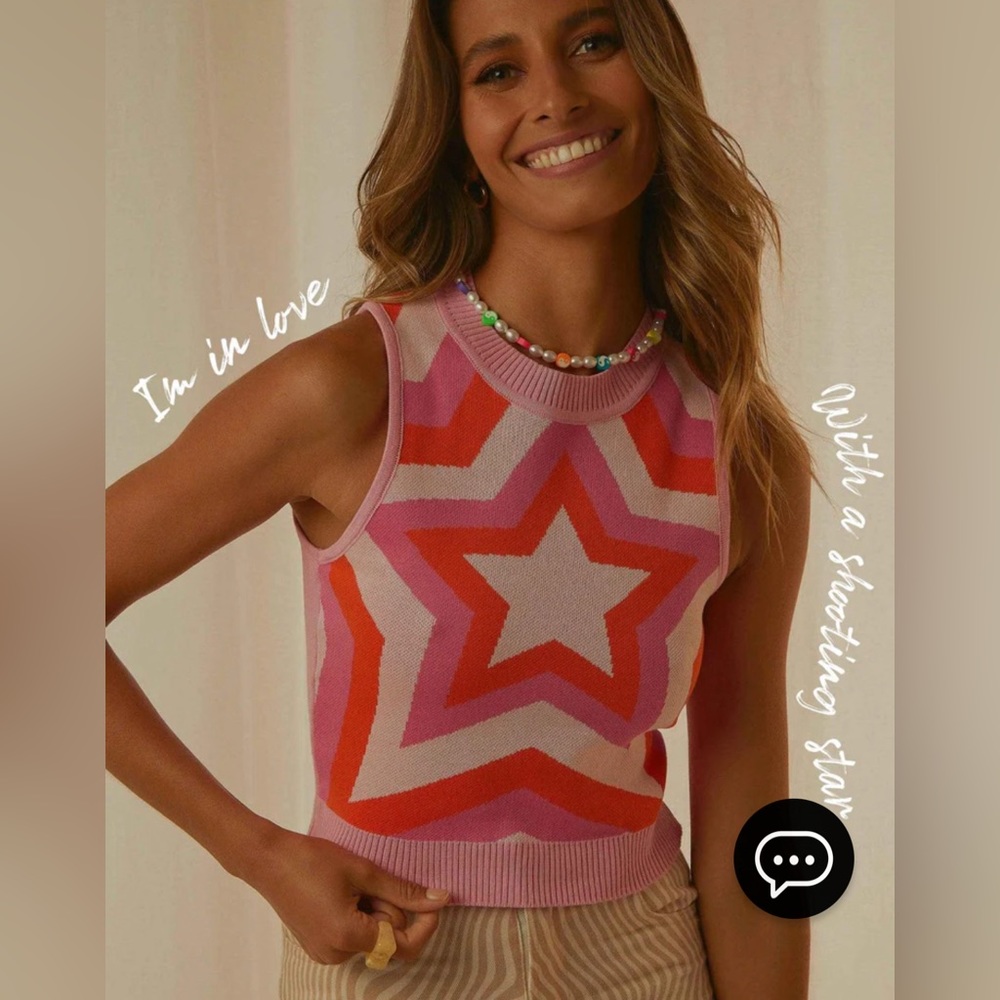 Peppermayo Pink & Red Star Knit Crop Top